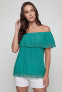 Lace Trim Off The Shoulder Blouse