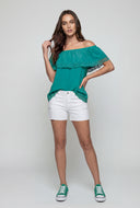 Lace Trim Off The Shoulder Blouse