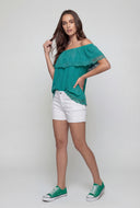 Lace Trim Off The Shoulder Blouse