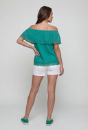 Lace Trim Off The Shoulder Blouse