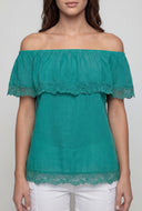 Lace Trim Off The Shoulder Blouse