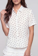Billie Satin Polka Dot Button-Front Shirt