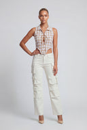 Arlet Checkered Lace-Up Crop Top
