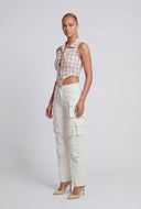 Arlet Checkered Lace-Up Crop Top