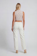 Arlet Checkered Lace-Up Crop Top