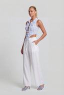 Arlet Checkered Lace-Up Crop Top