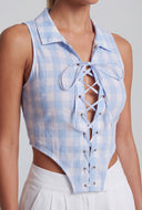 Arlet Checkered Lace-Up Crop Top