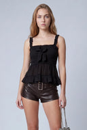 Smocked Bow Peplum Top