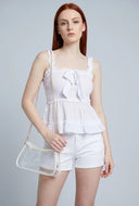 Smocked Bow Peplum Top