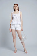 Smocked Bow Peplum Top