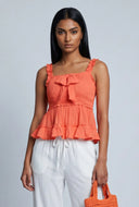 Smocked Bow Peplum Top