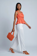 Smocked Bow Peplum Top