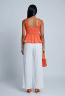 Smocked Bow Peplum Top