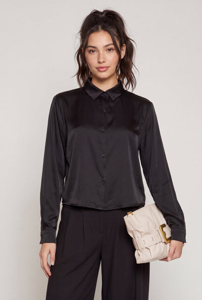 Leona Satin Button Front Shirt