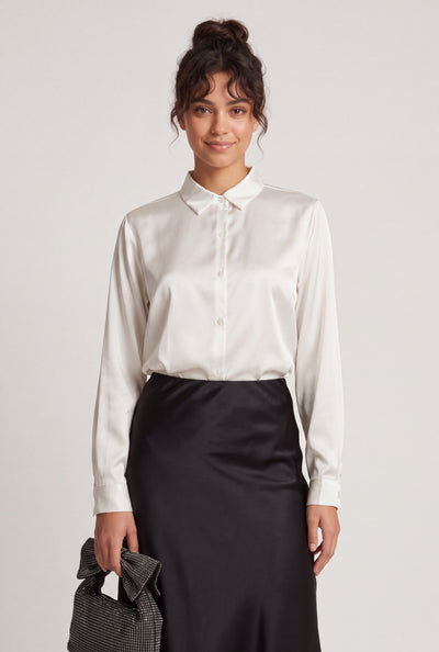 Leona Satin Button Front Shirt