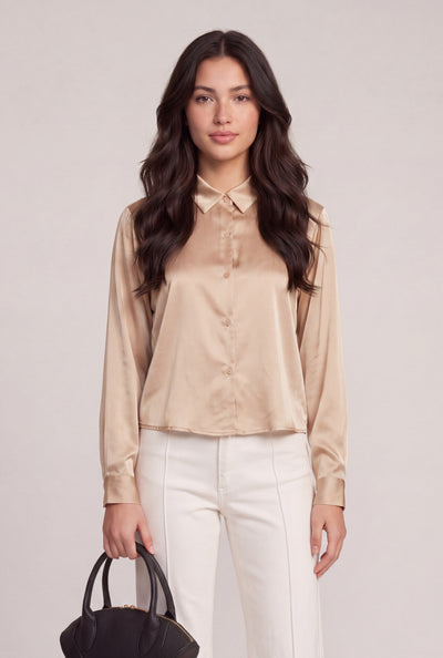 Leona Satin Button Front Shirt