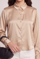 Leona Satin Button Front Shirt