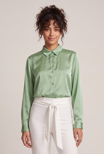 Leona Satin Button Front Shirt