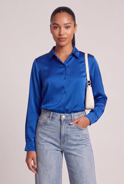 Leona Satin Button Front Shirt