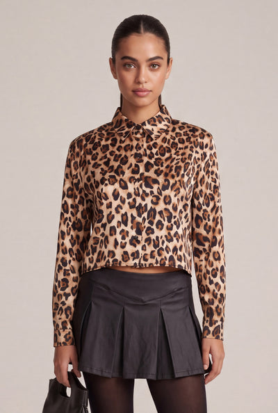 Leopard Print Satin Shirt