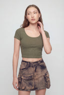 Kelly Ribbed Scoop Neck Crop Top