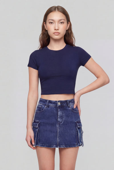 Elodie Crew Neck Crop T-Shirt