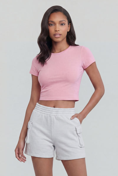 Elodie Crew Neck Crop T-Shirt