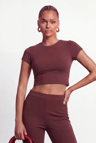 Elodie Crew Neck Crop T-Shirt