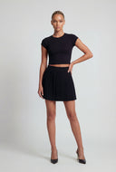 Ribbed Crew Neck Cropped Tee