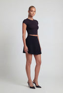 Ribbed Crew Neck Cropped Tee
