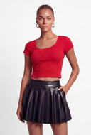 Grace Waffle Knit Scoop Neck Crop Top