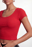 Grace Waffle Knit Scoop Neck Crop Top