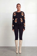 Boucle Bear Frayed Hem Pullover Sweater
