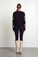 Boucle Bear Frayed Hem Pullover Sweater