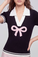 Ribbed Contrast Graphic Polo Shirt