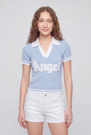 Ribbed Contrast Graphic Polo Shirt