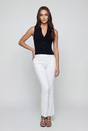 Collared Sleeveless Button-Front Knit Top
