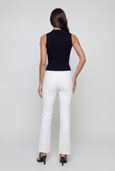 Collared Sleeveless Button-Front Knit Top