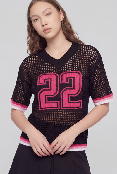 V-Neck Crochet Jersey