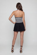 Striped Ribbed Crop Halter Top