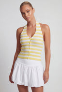 Striped Ribbed Crop Halter Top