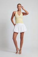 Striped Ribbed Crop Halter Top