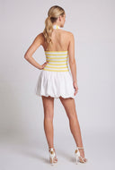 Striped Ribbed Crop Halter Top