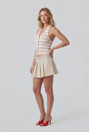 Striped Ribbed Crop Halter Top
