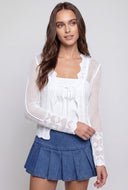 Chevron Crochet Tie-Front Cardigan