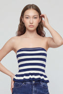 Gracelyn Striped Peplum Tube Top