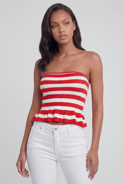 Gracelyn Striped Peplum Tube Top