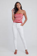 Gracelyn Striped Peplum Tube Top