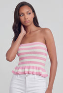 Gracelyn Striped Peplum Tube Top