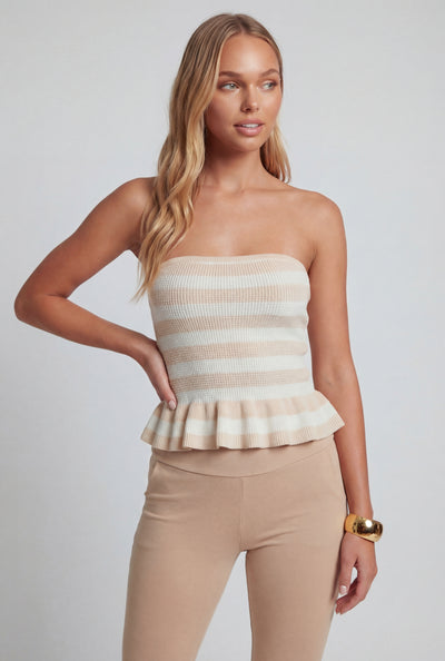 Gracelyn Striped Peplum Tube Top